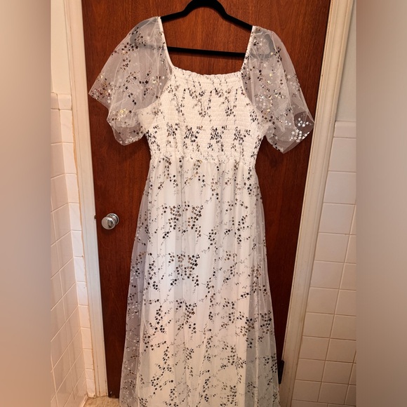 Baltic Born Cassandra Tulle Maxi Dress in Metallic White - Picture 4 of 6